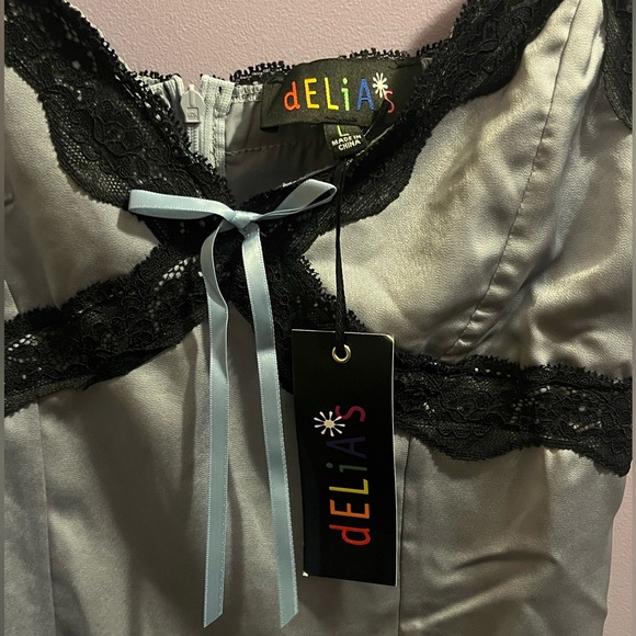 LOWEST SALE PRICE-DELIA’S “A Sorta Fairytale” Baby Blue Slip Dress NWT (Size L) - Picture 6 of 8